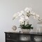 20" White Phalaenopsis Orchid Flowers in Round Grey Pot - Ideal for Home, Office, and Event Décor - Floral Home by Artificial Flowers